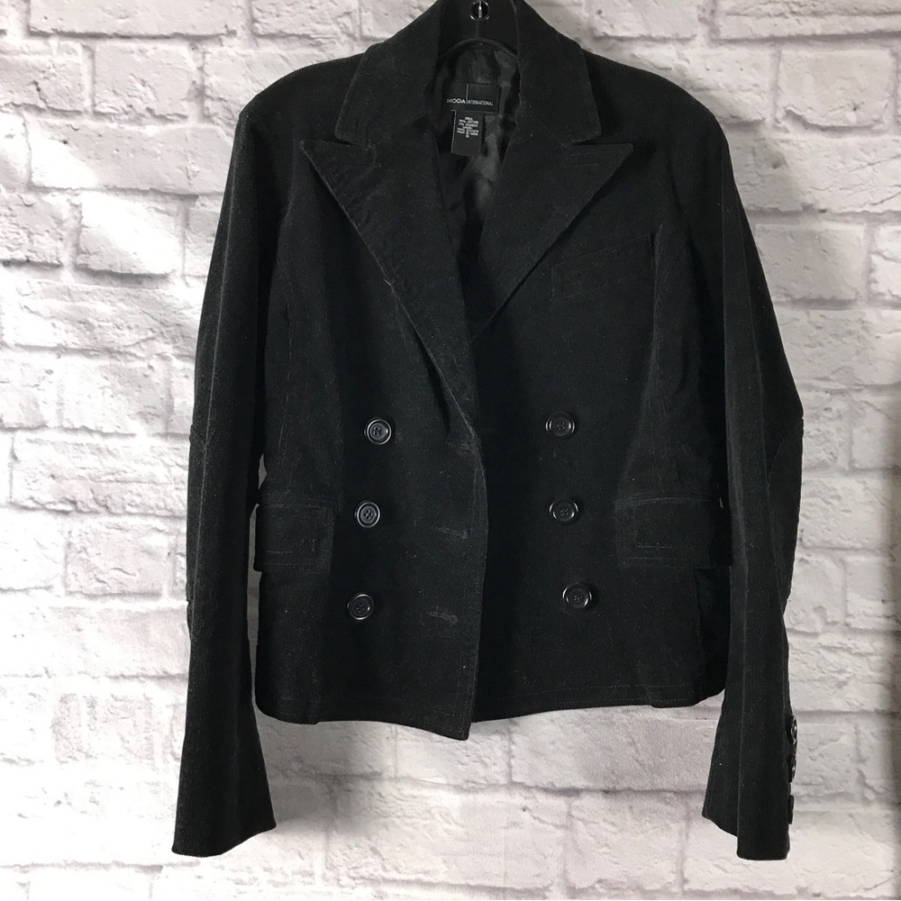 NW0T Corduroy Elbow Patch Blazer Moda International Double Breast Coat VS a801